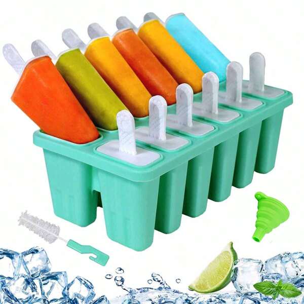 Forma de picolé de silicone de 1 peça com 4/6/10/12 cavidades, forma de picolé faça você mesmo, forma de sorvete para festas, palitos de iogurte, suco, smoothie, uso diário em casa e supermercado