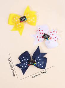6 piezas Lazos en forma de molinillo de viento para el regreso a la escuela para niñas, adorables lazos con lunares y clips de cocodrilo, divertidos clips de cabello con decoración de pizarra para el primer día de clases, accesorios para el cabello para estudiantes, regalo del nuevo semestre para adolescentes