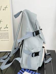 时尚纯色大容量女士背包，适合中学生和大学生的校园返校书包，轻便休闲户外旅行度假背包，多功能拉链开合日常通勤办公室背包