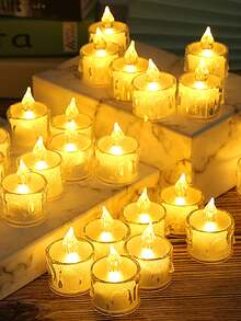 2/3/5/12/24pcs Acrylic Crystal Drip Pattern LED Electronic Candle Lights (Battery Included), Indoor Decorative Tea Light Candles, Flameless Simulated Candle Lights, Suitable For Wedding Decoration, Christmas Decoration, Holiday, Home Decor, Tabletop Decor Candles - Huang Guang - View 8