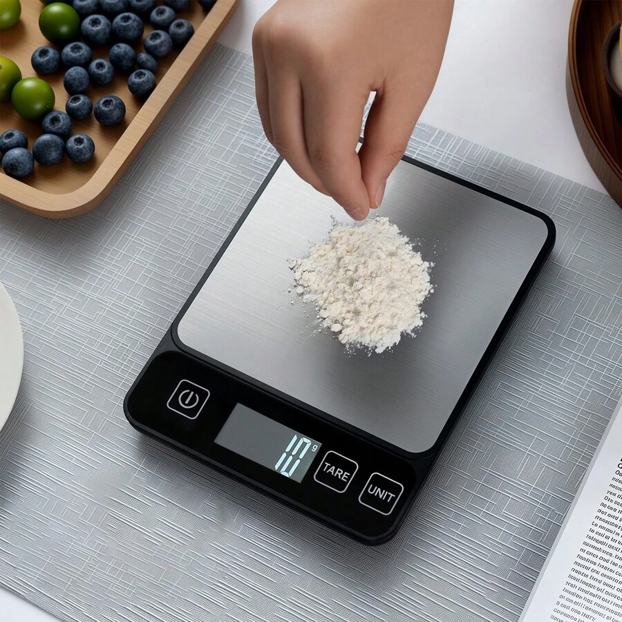 10公斤/22.05磅 1克精度数字厨房秤，高精度液晶显示屏，适用于食品称重，6种专业单位可切换（克/公斤/盎司/磅/毫升/牛奶毫升），不含电池 - 彩色 - 查看 1