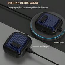Funda protectora compatible con Galaxy Buds 3 Pro, funda para Bud 3 con clip, kit de limpieza, carcasa militar y armadura protectora con cierre y mosquetón para Galaxy Buds 3 y 3 Pro 2024 para hombres y mujeres en negro y azul - Negro-Azul - Ver 4