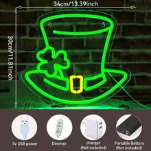 A St. Patrick'S Day Neon Sign Decoration Featuring A Dimmable Hat, Perfect For Wall Decor, Showcasing A Lucky Clover Hat For Spring Parties, Bars, LED Lights For Home, Garden, And Bedroom Gifts.