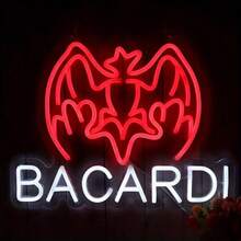 1pc Bacardi Rum Neon Commercial Logo For Bar Wall Decoration, USB Powered Decoration Bar Open Logo For Home Bar Store Party Decoration, Neon Lights For Man Cave - Red+White - View 8