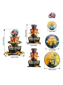 6pcs/Set Halloween Cupcake Stand, Food Display Rack, Dessert Shelf, Kitchen Dining Table Decor, Party Tabletop Decoration, Centerpiece, Party Background Decor, Suitable For Halloween, Theme Parties And Events, Indoor Decoration