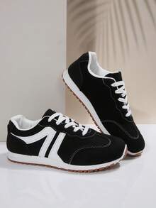 Giày thể thao đế ngoài mềm thời trang cho nữ, giày thể thao đế dày thường ngày, buộc dây, đa năng, chống trượt, mùa xuân và thu - màu đen - Xem 8