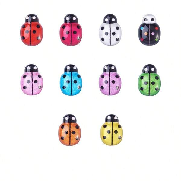 50 Pieces Mini Ladybug Decoration Craft Playhouse Glow-In-The-Dark Mini Resin Animal Playhouse Miniature Fairy Garden Landscape Planter
