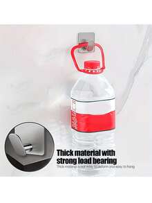 2pcs Adhesive Towel Hooks/Bathroom Wall Hooks - Black/Silver Heavy Duty Self-Adhesive Hooks, Can Be Stuck On Bedroom, Kitchen Doors To Hang Bathrobes, Coats, Clothes, Towel/Coat Hooks, Wall Hooks, Stick On Bathroom Or Kitchen, Stainless Steel Material, 4pcs Set, Home Decor, Valentine's Day Gift, 2026 Essential - Multicolor - View 6