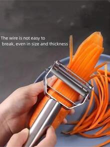 1个不锈钢双刃蔬菜切丝器 - 多功能切丝器、切碎器和土豆切片器，厨房工具，适合家庭烹饪，可切胡萝卜、茄子、土豆等。不锈钢多功能果蔬削皮器 - 高效厨房切丝工具，可刨丝、擦丝和刮削，适用于土豆、葫芦等。 - 易于使用的厨房小工具和宿舍必备品，颜色随机。 - 銀色 - 查看 11