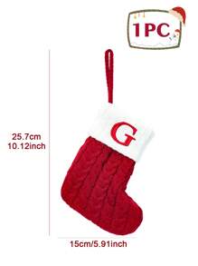 1 pieza Calcetín navideño de punto rojo de 10 pulgadas, calcetín colgante con letras en inglés y copos de nieve, para decoración de fiestas navideñas 2026, suministros y decoración de habitaciones navideñas, calcetín navideño personalizado con inicial, decoración navideña del hogar y familiar, adorno del árbol de Navidad, paquete de regalos sorpresa de Nochebuena, disfraces y favores de fiesta navideña