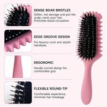 Curl Defining Brush, Boar Bristle Hair Brush Gifts Women And Men – Shape, Volumize, And Detangle Curly Hair Styling With Reduced Pulling And Curl Separation Pink - 粉色 - 查看 5