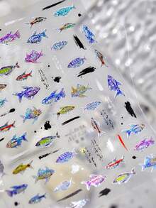 Beautizon Nailartlab 1张小鱼美甲贴纸，全息效果，DIY Y2K风格5D美甲装饰贴纸 - 彩色 - 查看 5