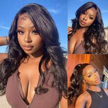 Short Bob Wigs Human Hair 13x6 Lace Front Wigs Human Hair Pre Plucked Wigs For Black Women Short Glueless Wig Body Wave Lace Front Human Hair Wig Beginners Friendly 250% Density - Natural Black - 查看 8