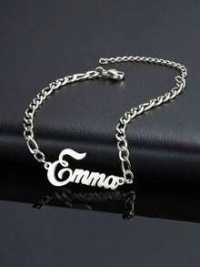 1 件个性化镌刻姓名项链和手链套装，不锈钢镌刻姓名日期手链定制纪念日期项链情侣首饰，贴心母亲节感恩节复活节情人节回归 - 彩色 - 查看 4