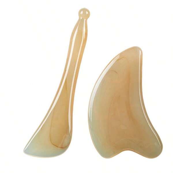 1 pezzo Utensile da massaggio Gua Sha per il viso da donna, tavoletta di massaggio a forma di corno di bue simulato per il corpo intero, massaggiatore di agopressione dei meridiani