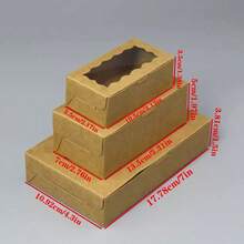 10 件装饼干盒、纸杯蛋糕托、面包包装盒、糖果零食盒、带窗口甜点盒、婚礼生日糖果、蛋糕、情人节糖果小容器 - 棕色 - 查看 3