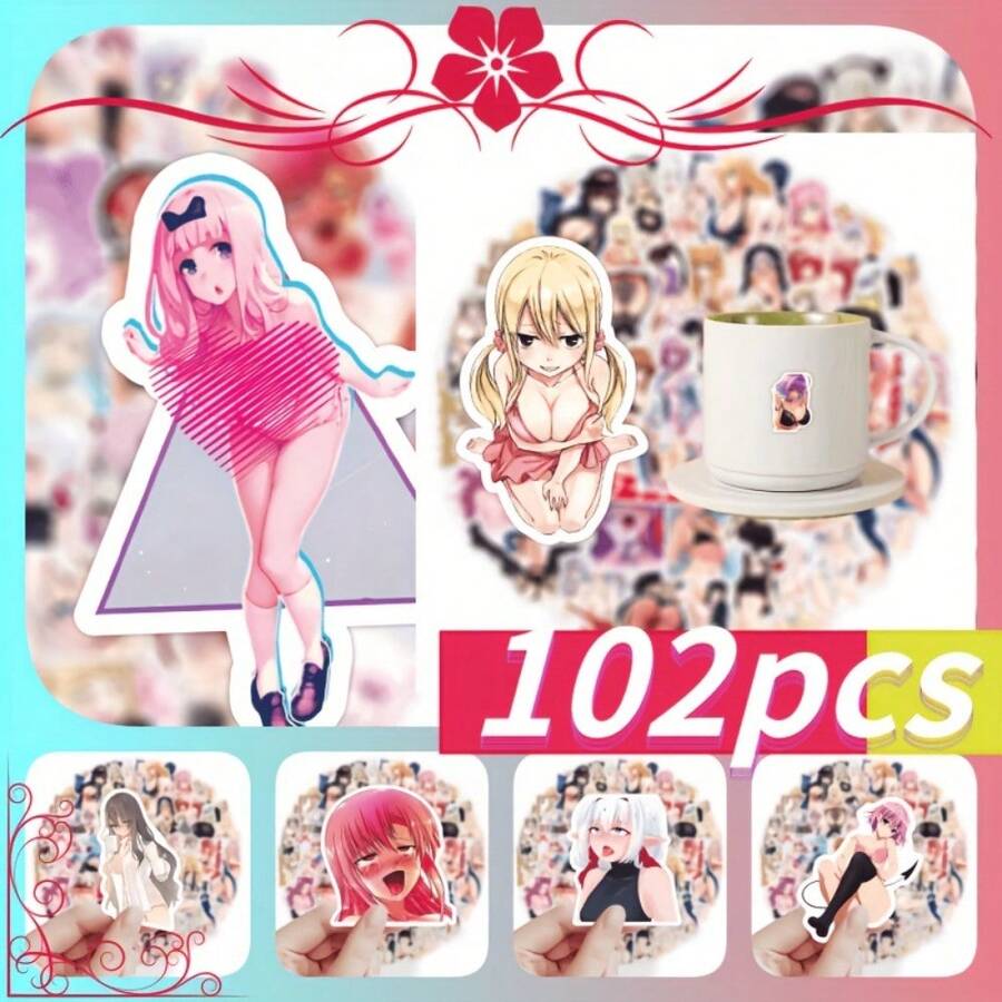 102 Pieces -  Style WAIFU Sticker Pack - Anime Decorative Stickers - Suitable For Surface Decoration Of Personal Items, Water Cups, Desktops, Laptops, Etc. -Kobo Exclusive - 均碼 - 查看 1