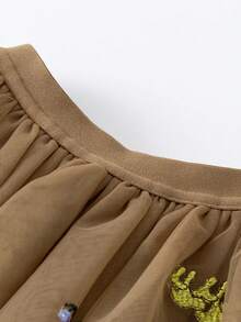 mini bala 2025 Spring Sweet Layered Tulle Skirt For Girls - Coffee Red Tone - View 4