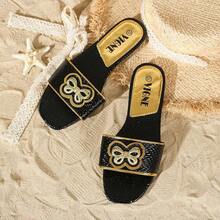 2024 Fashionably Vibrant Slides: Stylish Outdoor Sandals With Soft Non-Slip Soles And Dazzling Metallic Buckle. Fashion Wild Python Print, Personalized Stylish Slippers For Outdoor Wear
