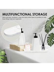 1/2pcs White Marble Silicone Tray, Bathroom Vanity Storage Tray, Bathtub Tray Decoration, Silicone, Kitchen Stand Waterproof Small Storage Tray For Dressing Table Soap Shampoo Candle Towel Plant Jewelry Ring Desk Home Decor For Women Storage Organizer Travel Holiday Essential Fall Decor Autumn Halloween