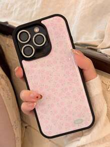 Funda protectora para teléfono con flores primaverales y estilo floral, con tratamiento de epoxi negro compatible con iPhone 16, 15, 14, 13, 12, 11, Pro Max y 13Pro, diseño lindo y dulce para niñas, a prueba de golpes
