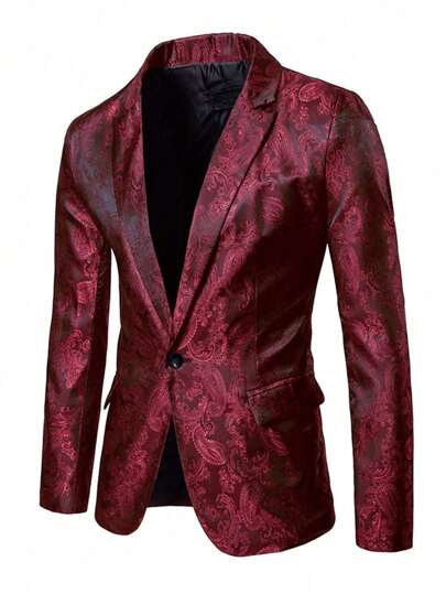 Herren Mode Business Pendler Jacquard Kaschu Blumen Muster Anzugjacke