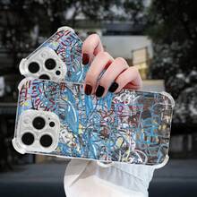 Funda para teléfono con diseño de líneas y grafiti. Compatible con 15 Pro, 12, 14 Pro, 16 Plus, 13, XS y 11. - Colores mixtos 1 - Ver 7