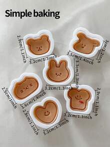 卡通图案饼干模具、可爱动物造型（小猫、小狗、小兔子、熊、心形、吐司）饼干模具、软糖巧克力饼干印章、厨房配件和派对礼物的理想模具、开学季便当用品、甜点模具、厨房糕点制作工具 - 白色 - 查看 5