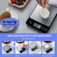 10公斤/22.05磅 1克精度数字厨房秤，高精度液晶显示屏，适用于食品称重，6种专业单位可切换（克/公斤/盎司/磅/毫升/牛奶毫升），不含电池 - 彩色 - 查看 8