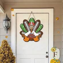 1 buah Papan Selamat Datang Kayu Bergaya Vintage Bertema Turki Sepak Bola untuk Hari Thanksgiving Musim Gugur, Cocok untuk Dekorasi Dinding Rumah Bergaya Rumah Pertanian - MultiWarna - View 4