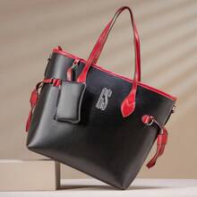 Women's Bag Glamorous Fashion Accessories + Coin Purse Premium Line Crossbody Strap Satin Lining Gaby Show - 黑/紅 - 查看 1