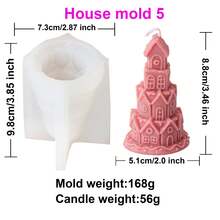 3D圣诞屋蜡烛硅胶模具DIY创意小屋香薰石膏模具家居装饰圣诞装饰礼物工具 - 白色 - 查看 10