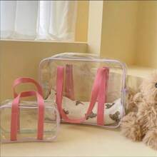 1 peça/2 peças exclusivas de bolsa de maquiagem em PVC transparente, bolsa de gelatina transparente de grande capacidade, bolsa de praia em PVC à prova d'água popular, bolsa de armazenamento transparente para natação, bolsa organizadora para áreas externas