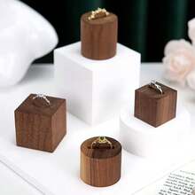 高端胡桃木珠宝展示架、戒指展示托盘、珠宝道具、珠宝收纳盒、带凹槽的木制展示盒 - 彩色 - 查看 1