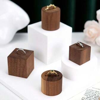 Soporte de exhibición de joyas de nogal de alta gama, bandeja de exhibición de anillos, accesorios para joyas, organizador de almacenamiento de joyas, vitrina de madera con ranura