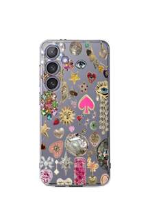 Retro 1pc Fashionable Jewelry Puzzle Design Soft Phone Case Protective Cover Compatible With IPhone, Honor, Redmi, Galaxy,