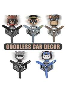 1 PIEZA Ambientador de coche sin perfume con hélice giratoria DIY, divertido y refrescante, con diseño de oso capitán, perro husky de dibujos animados, para salida de aire acondicionado de vehículo, difusor de avión, accesorio interior decorativo con ventilador y molinete - Avión agitador sin olor - Ver 7