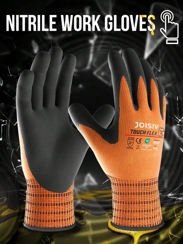 JOISIV 1/3 Pairs Nitrile Dipped Rubber Work Gloves With MicroFoam Nitrile Coating – Non-Slip, Oil-Resistant Grip For Gardening, Truck Drivers, Workers, Home Improvement, And General Use