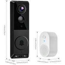 Timbre con cámara de vídeo inteligente, cámara de vigilancia inalámbrica interior/exterior, detección de personas con IA, visión en vivo, incluye timbre, audio bidireccional, visión nocturna, WiFi 2.4G, almacenamiento en la nube (cámara dual)