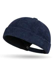Casquette sans bord en velours côtelé unisexe, casquette de couleur unie style Tang, casquette vintage de type Peaky pour hommes et femmes - A - Voir 10