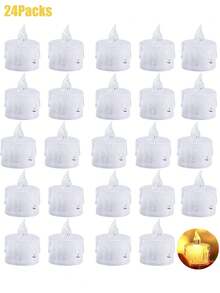 2/3/5/12/24pcs Acrylic Crystal Drip Pattern LED Electronic Candle Lights (Battery Included), Indoor Decorative Tea Light Candles, Flameless Simulated Candle Lights, Suitable For Wedding Decoration, Christmas Decoration, Holiday, Home Decor, Tabletop Decor Candles - Huang Guang - View 13
