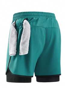 1 件男士休闲运动户外跑步短裤，内裤，网眼透气训练健身短裤，轻质冰丝面料，适合夏季球类运动 - 橄欖綠 - 查看 4