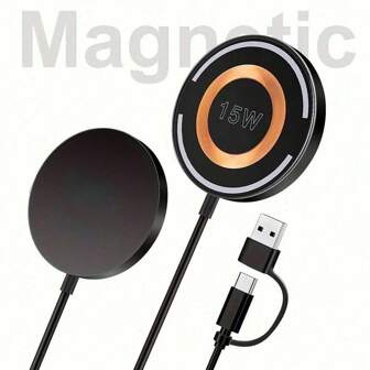 Chargeur sans fil magnétique compatible avec MagSafe 16 Pro Max, compatible avec Apple 15 Plus 1413 12 11, accessoires de chargement pour téléphone