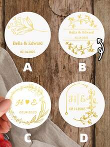 1~120pcs Custom Name/Date Stickers, Round Transparent Gold Foil, Wedding Stickers, Personalized Anniversary Labels, Customized Text Party Favour Labels, Gold Stamping,Ornamental, High-Quality, Colorful, Custom, Unique, Personalized, Ideal Gifts,Ideal Gifts For Friends Home, For Anniversaries, For Birthdays, - Multicolor - View 27