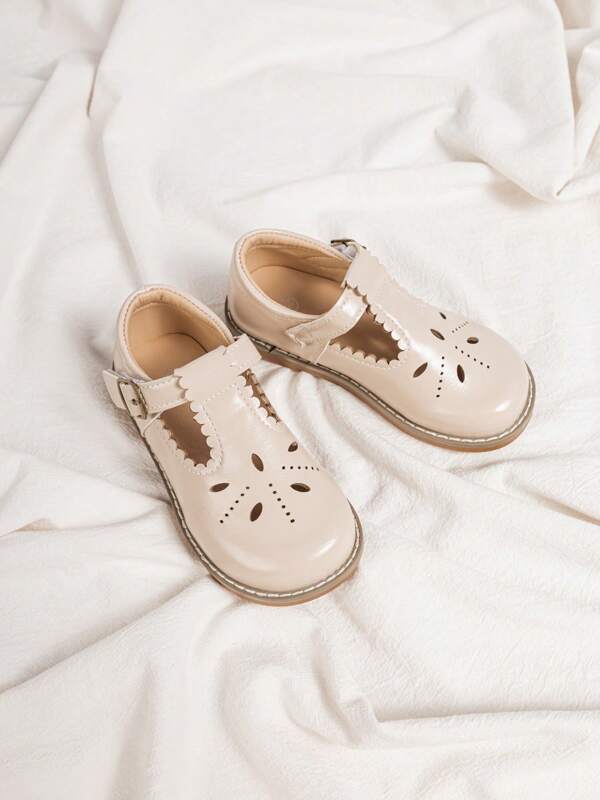 Fashion Retro Girls Elegant Mary Jane Flats, Beige Princess Shoes For School, Performance Or Everyday Wear