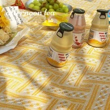1 pieza Estera elegante blanca para acampar al aire libre, manta de picnic, alfombra de campamento bohemia, toalla de playa, cubierta de muebles, estera de tela reversible de múltiples usos