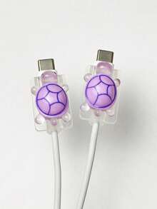 2 件闪亮海龟充电器保护器、数据线套、3D 海龟手机配件、防断充电线保护器、手机充电端口保护装置充电器配件、手机配件