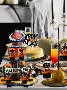 6pcs/Set Halloween Cupcake Stand, Food Display Rack, Dessert Shelf, Kitchen Dining Table Decor, Party Tabletop Decoration, Centerpiece, Party Background Decor, Suitable For Halloween, Theme Parties And Events, Indoor Decoration