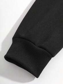 Customized Girls' Hooded Sweatshirt With Personalized Design On Back - Logo/Class Uniform/Graduation Season/Photo/Anniversary/Birthday/Drawing/Friend's Photo/Pet/Family/School Logo/Dance Team Logo/Customize Your Hoodie - Black - View 7