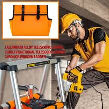 1pc Heavy Duty Tool Bag For Step Ladder, Oxford Cloth Material, Waterproof And Scratch Resistant, Expandable Storage With Hanging Design For Home Remodeling Organizer, Large Capacity For Storing Screws, Wrenches, Drills And Other Maintenance Tools
